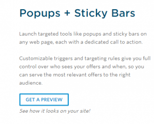 Popups & Sticky Bars features
