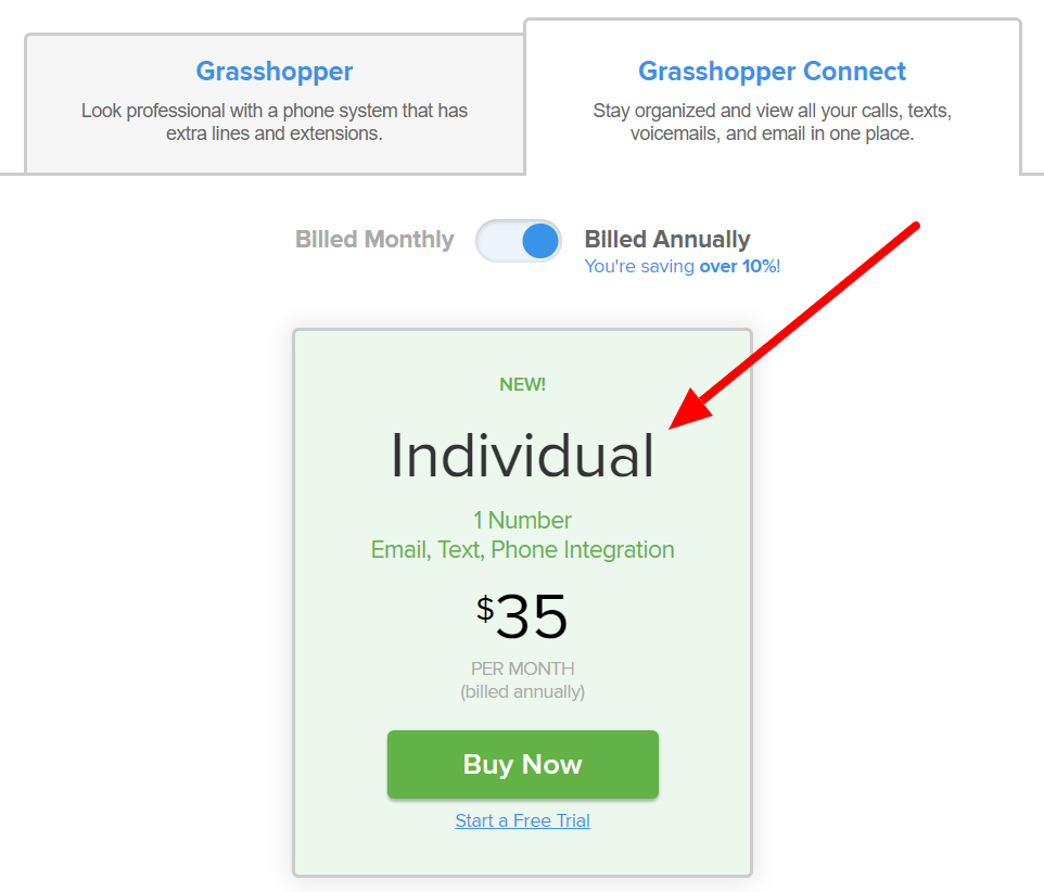 Grasshopper individual plans cost